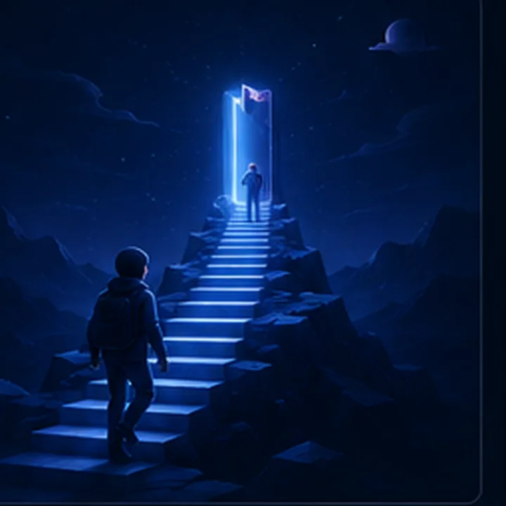 Futuristic stairs representing progress